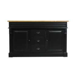 Made in Meubles Meuble sous vasque en pin massif noir 150 cm Manel
