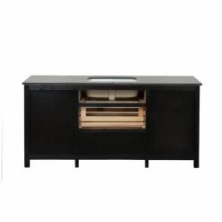 Made in Meubles Meuble sous vasque en vieux pin et pierre bleue Garance