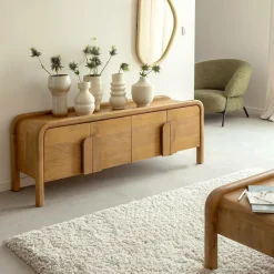 Made in Meubles Meuble TV 4 portes en bois de manguier Féodor