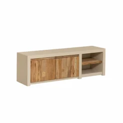 Made in Meubles Meuble TV 2 portes et 1 étagère en bois effet béton et bois recyclé Dalva