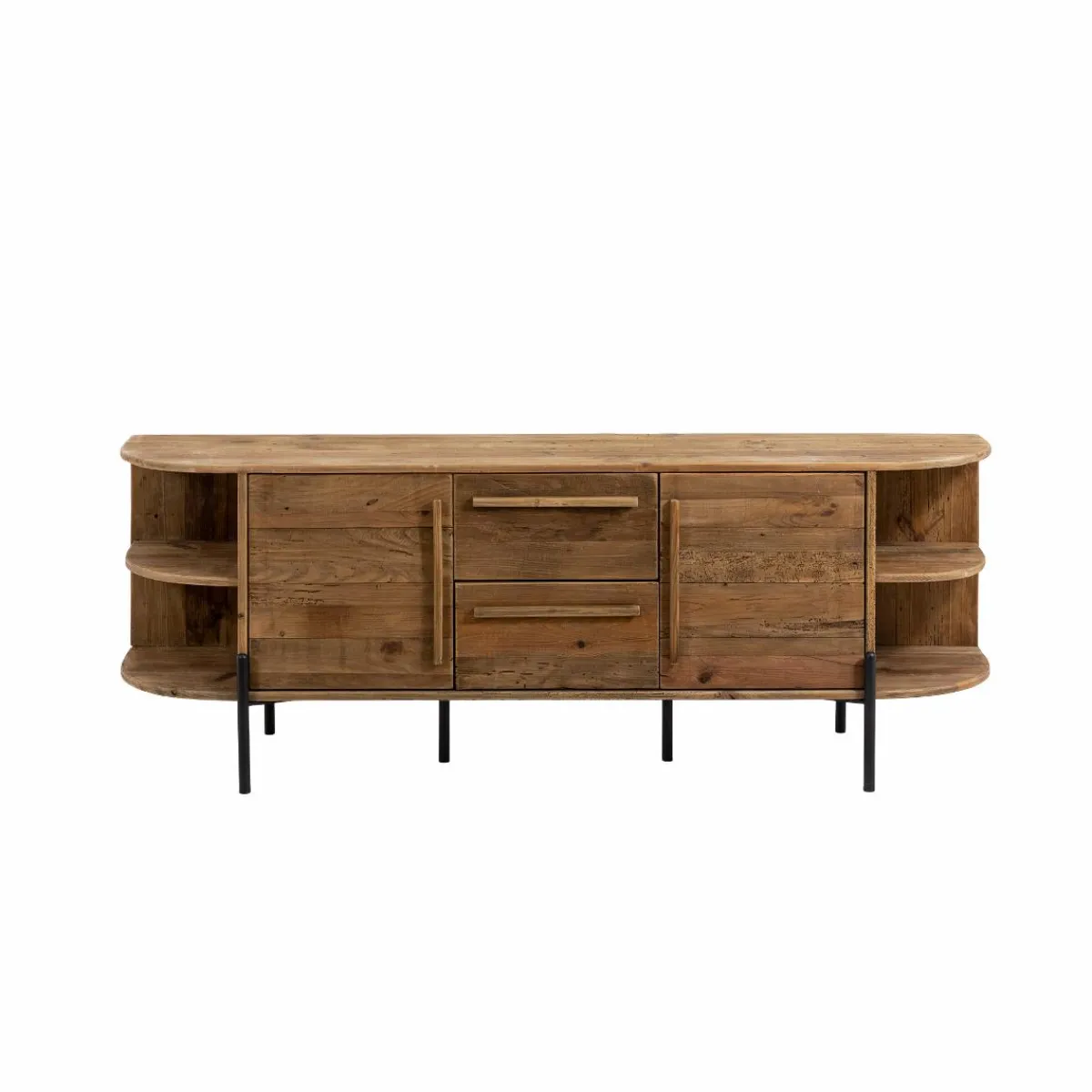 Made in Meubles Meuble TV arrondi en bois recyclé Blaise