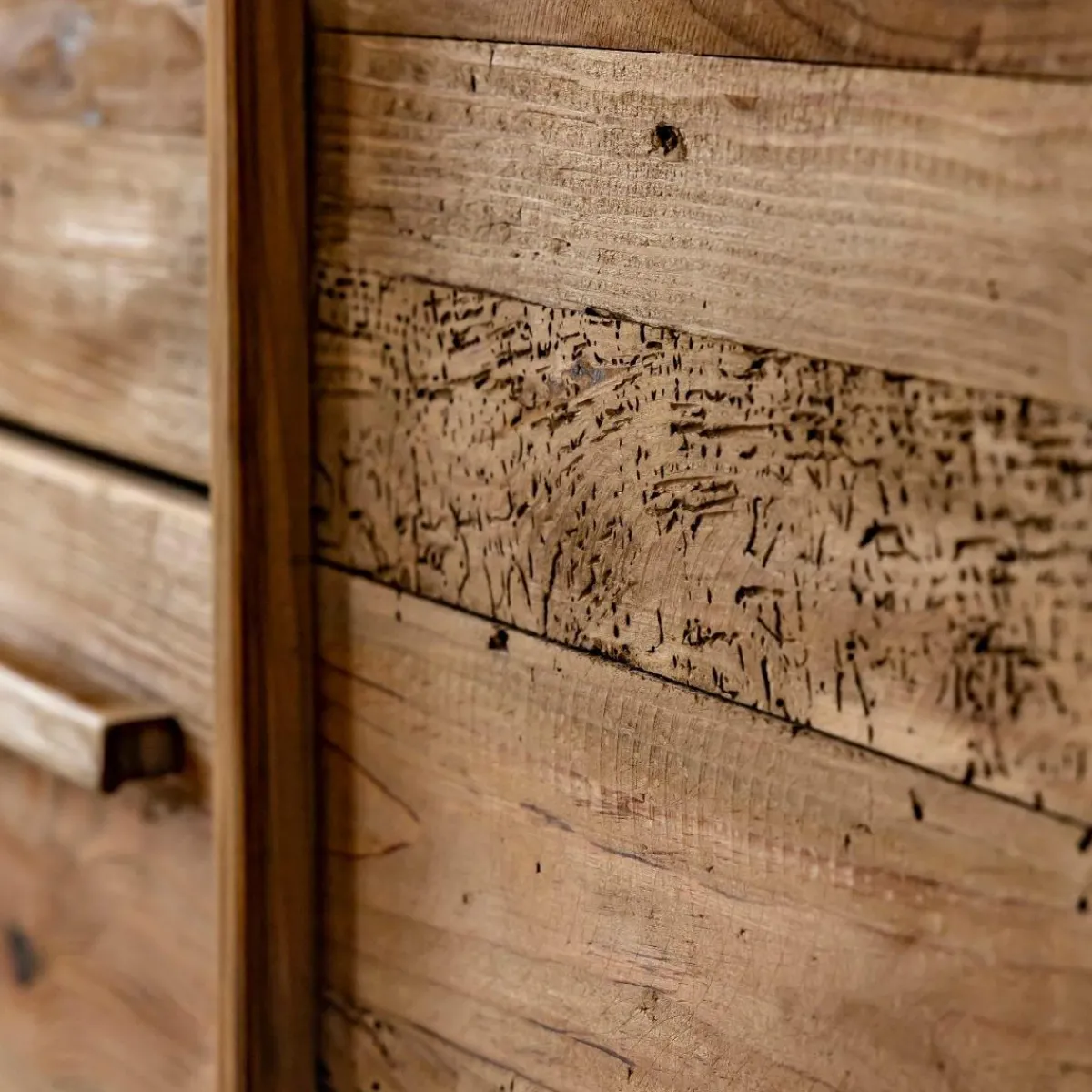 Made in Meubles Meuble TV arrondi en bois recyclé Blaise