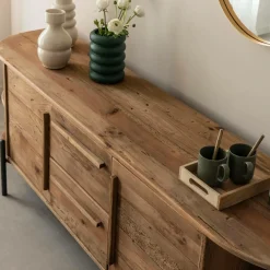 Made in Meubles Meuble TV arrondi en bois recyclé Blaise
