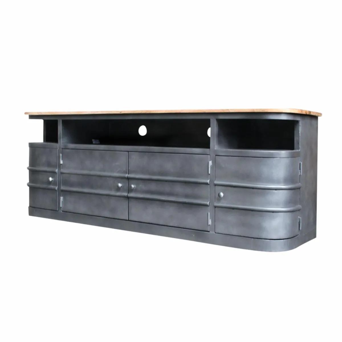 Made in Meubles Meuble TV arrondi en métal Locker