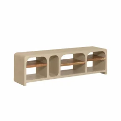 Made in Meubles Meuble TV avec étagères en bois effet béton et bois recyclé Dalva
