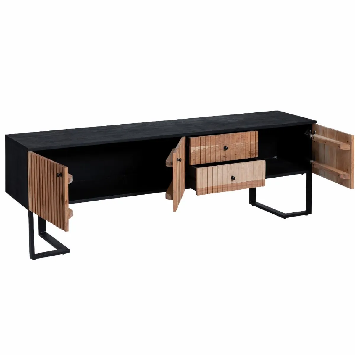 Made in Meubles Meuble TV en bois d'acacia et métal Pippa