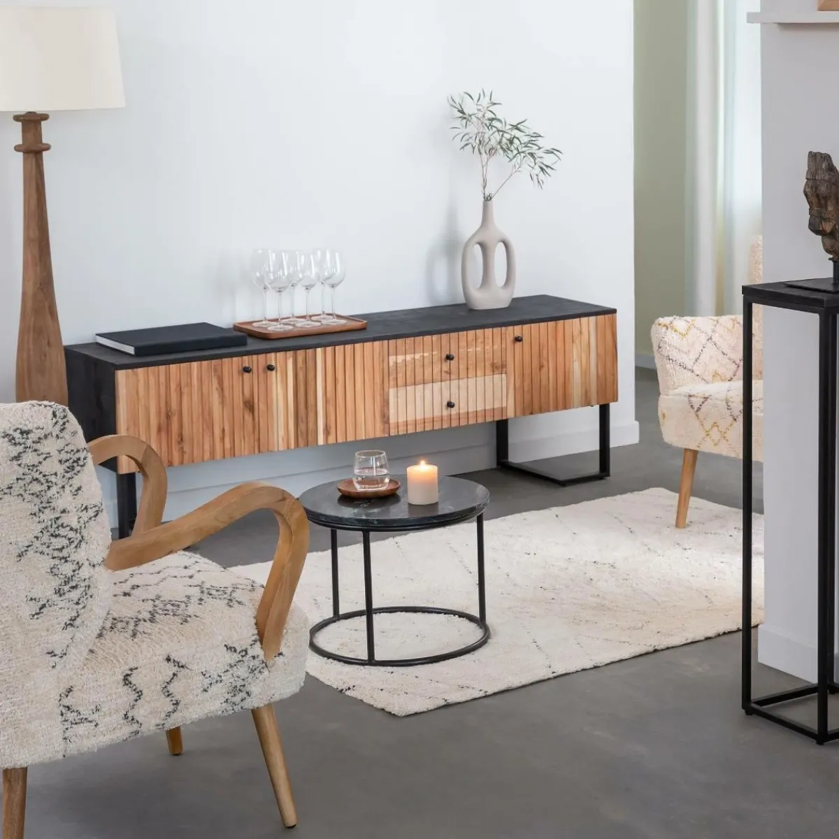 Made in Meubles Meuble TV en bois d'acacia et métal Pippa