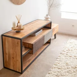 Made in Meubles Meuble TV en bois d'acacia Ernest