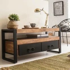Made in Meubles Meuble TV en bois d'acacia 112 cm Havana