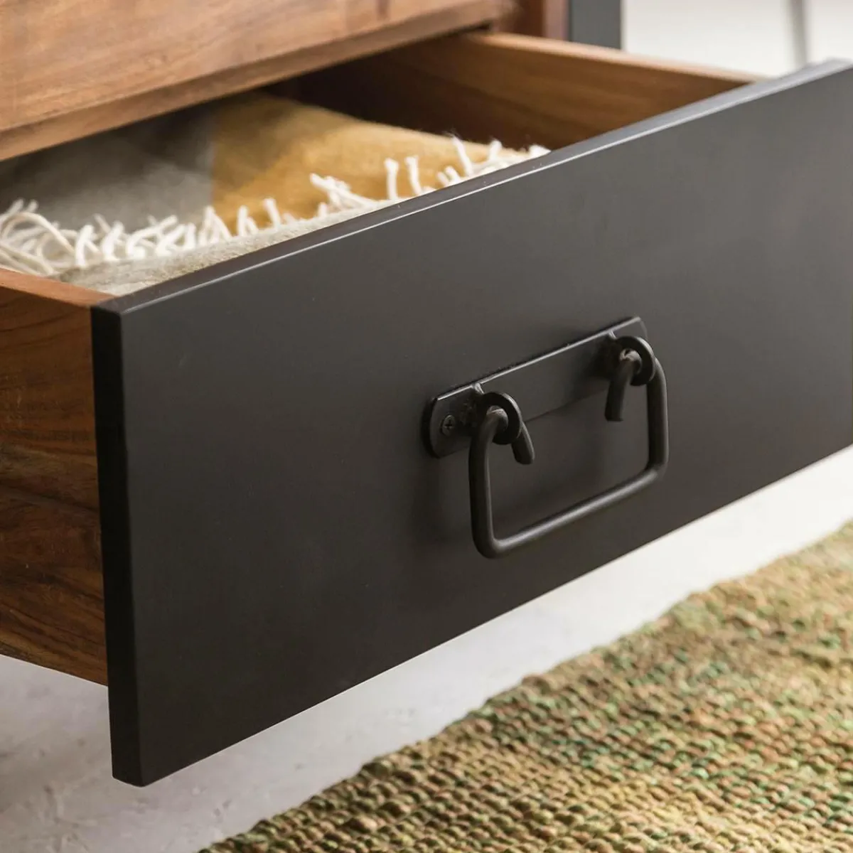Made in Meubles Meuble TV en bois d'acacia 112 cm Havana