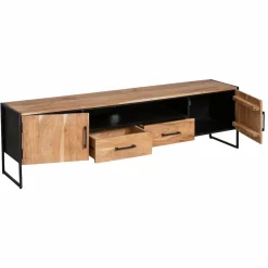 Made in Meubles Meuble TV en bois d'acacia et métal Bosco