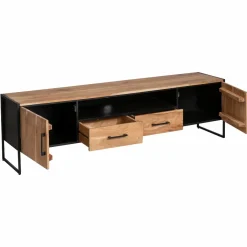 Made in Meubles Meuble TV en bois d'acacia et métal Bosco