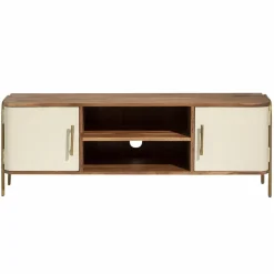 Made in Meubles Meuble TV en bois d'acacia et métal Andrès