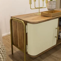 Made in Meubles Meuble TV en bois d'acacia et métal Andrès