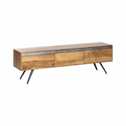 Made in Meubles Meuble TV en bois d'acacia et pierre Yvan