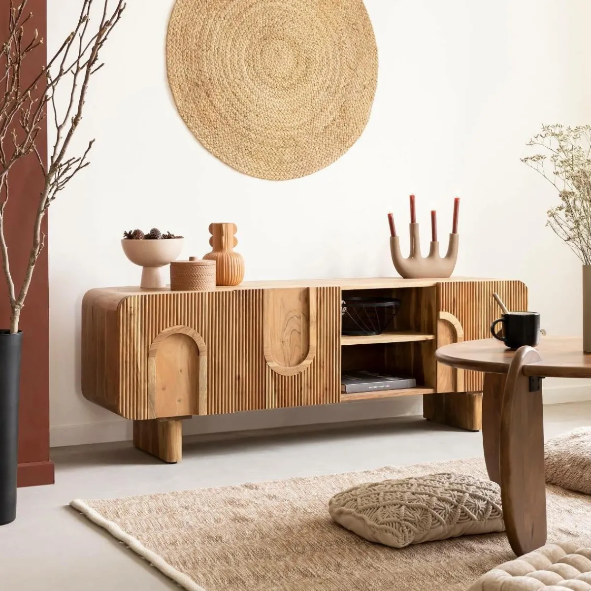 Made in Meubles Meuble TV en bois d'acacia Tilio