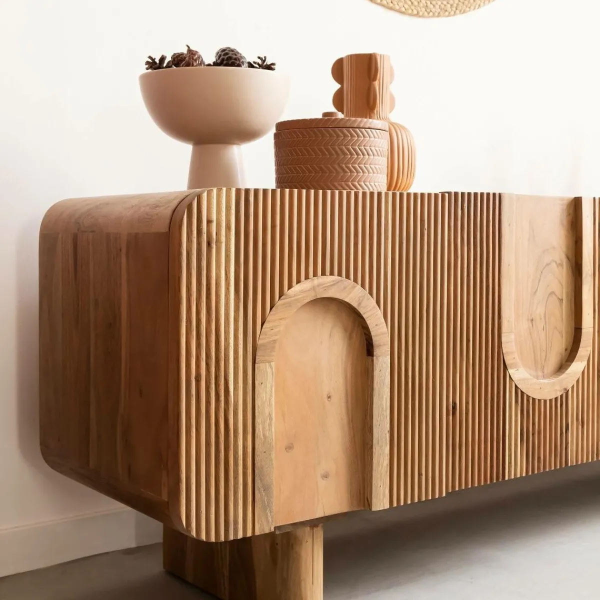 Made in Meubles Meuble TV en bois d'acacia Tilio