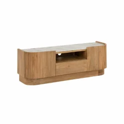 Made in Meubles Meuble TV en bois de manguier et marbre Adler