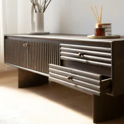 Made in Meubles Meuble TV en bois de manguier Niels