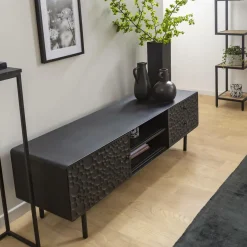Made in Meubles Meuble TV en bois de manguier et métal Liv