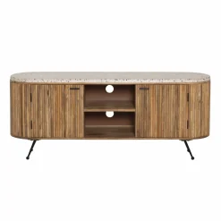 Made in Meubles Meuble TV en bois de manguier et terrazzo Ambrine