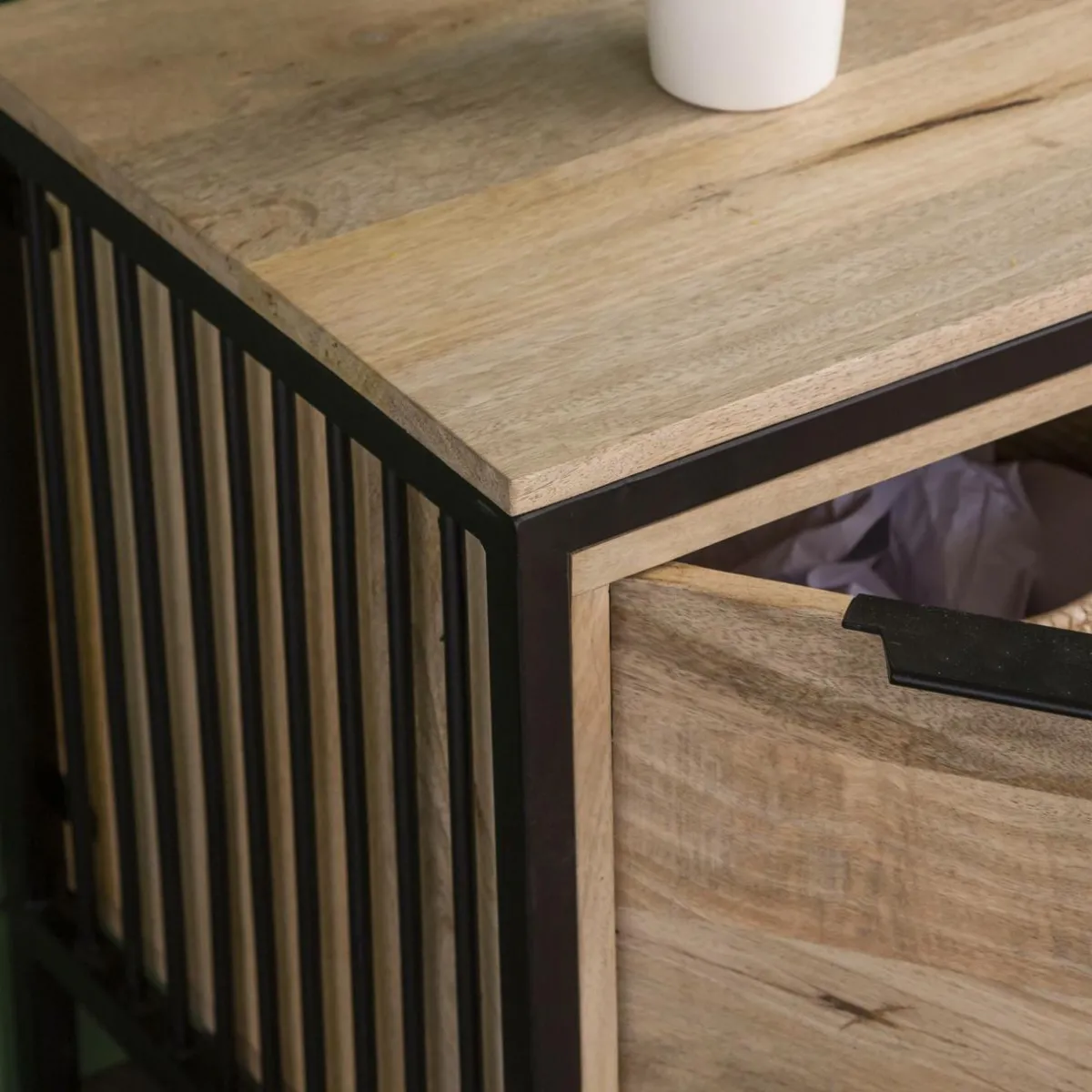 Made in Meubles Meuble TV en bois de manguier et métal Héloïse