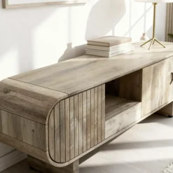Made in Meubles Meuble TV en bois de manguier clair Yoni