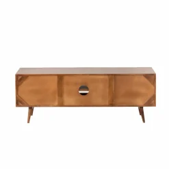 Made in Meubles Meuble TV en bois de manguier et cannage Charline