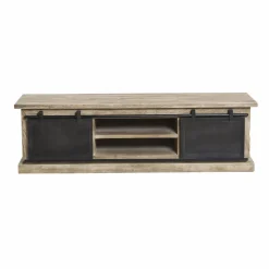 Made in Meubles Meuble TV en bois de manguier brossé et métal 160 cm Helsinki