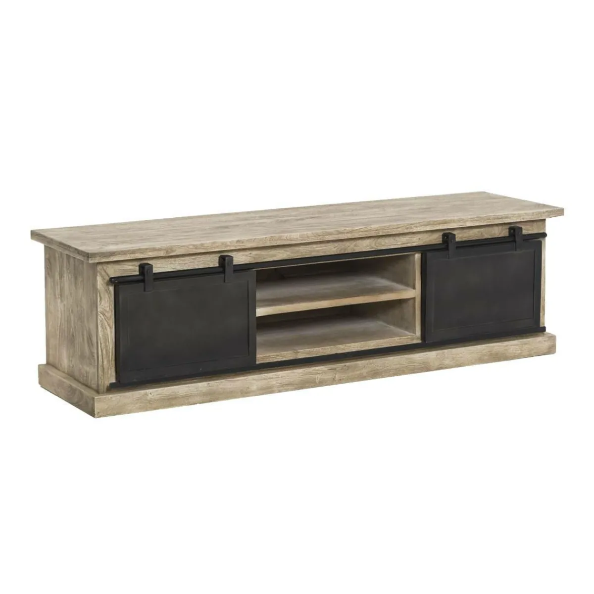 Made in Meubles Meuble TV en bois de manguier brossé et métal 160 cm Helsinki