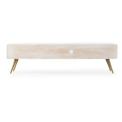 Made in Meubles Meuble TV en bois de manguier blanchi Rhodes