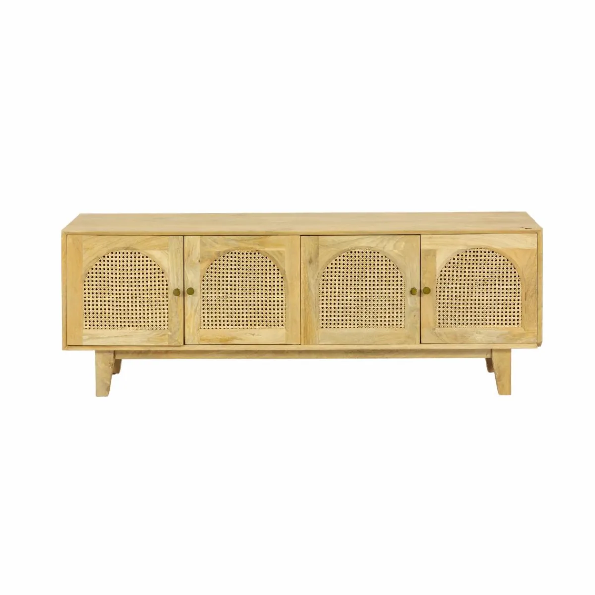 Made in Meubles Meuble TV en bois de manguier et cannage Edana