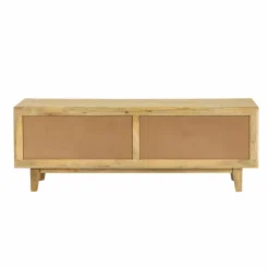 Made in Meubles Meuble TV en bois de manguier et cannage Edana