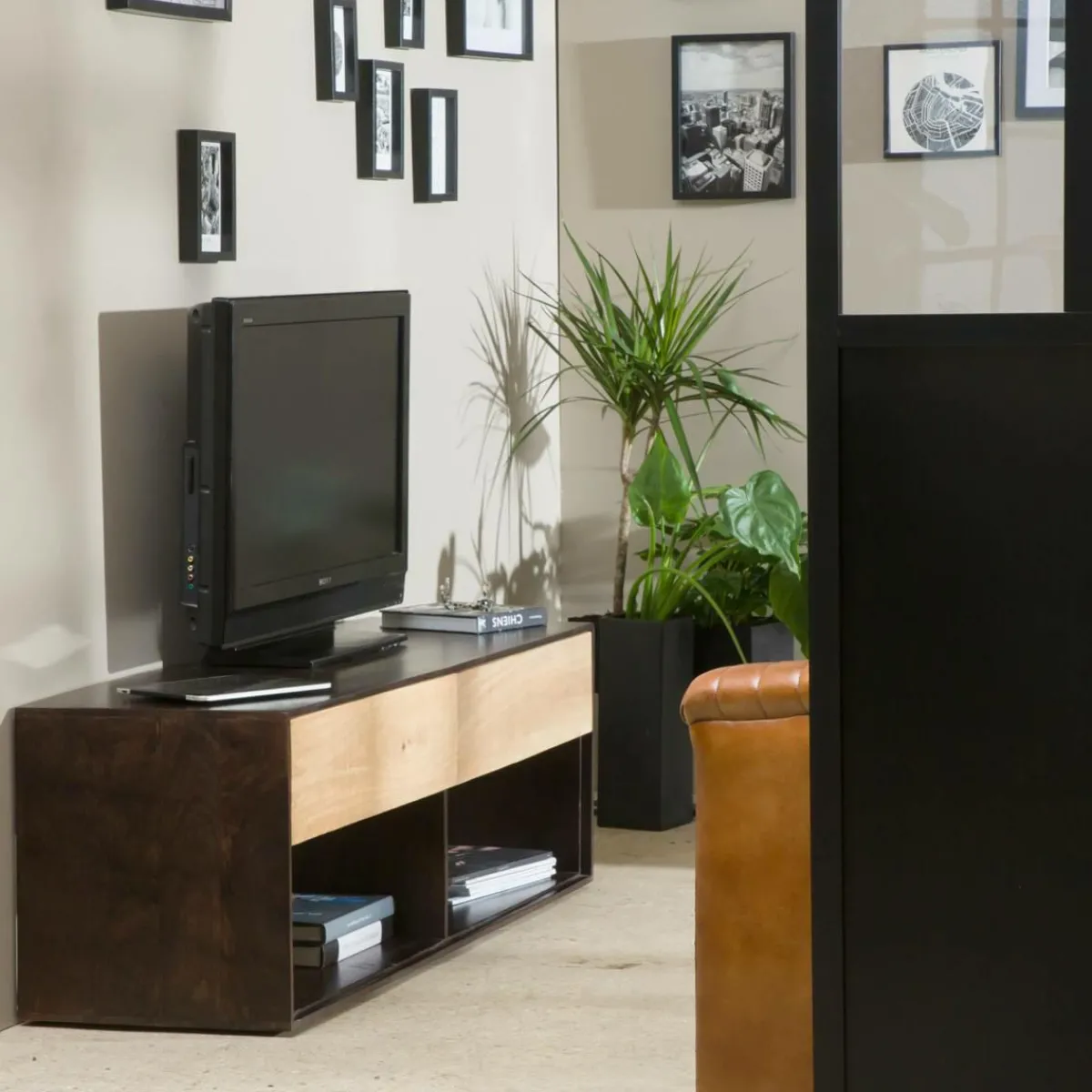 Made in Meubles Meuble TV en bois de manguier Harry