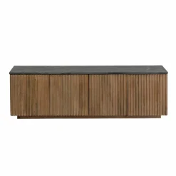 Made in Meubles Meuble TV en bois de manguier et marbre Betty