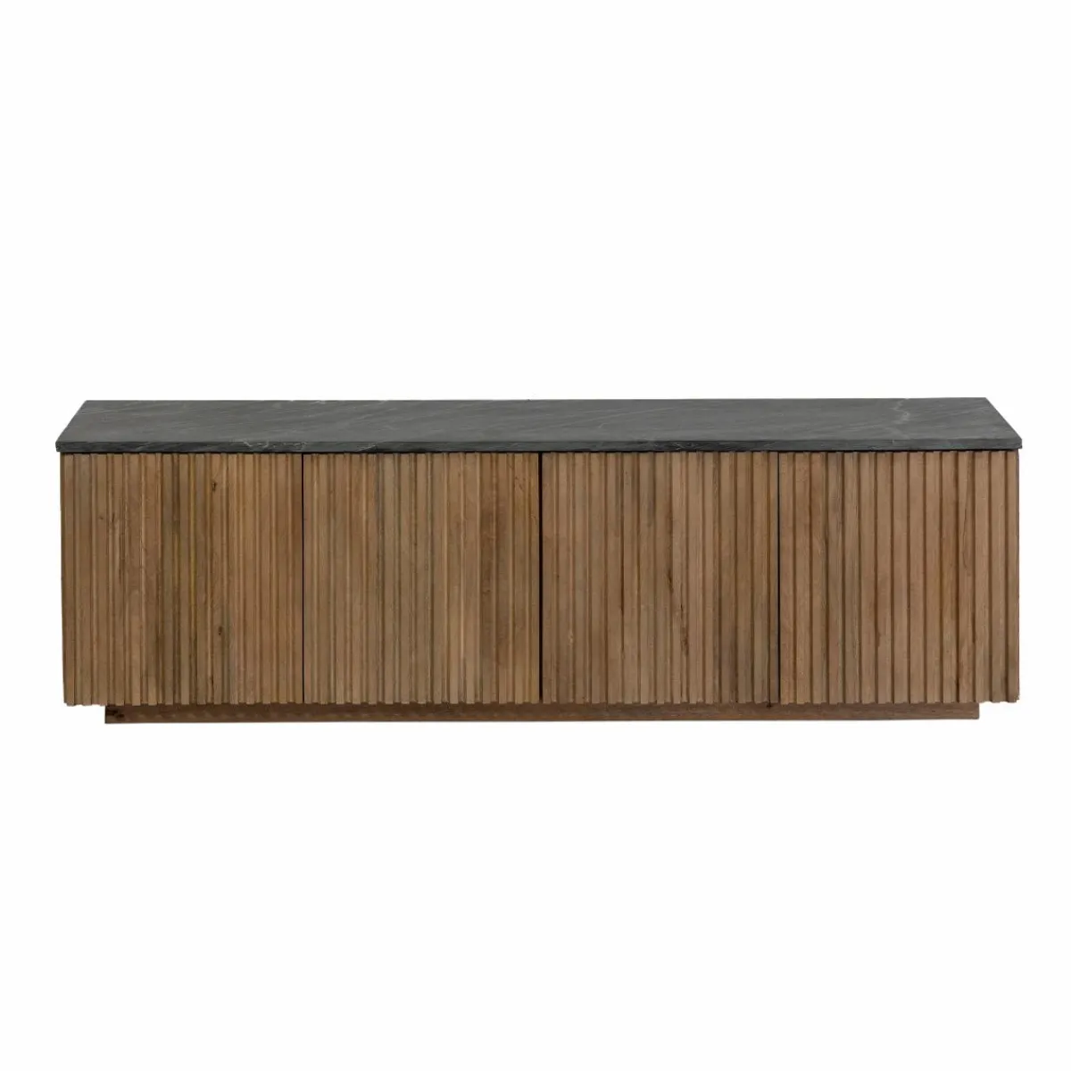 Made in Meubles Meuble TV en bois de manguier et marbre Betty