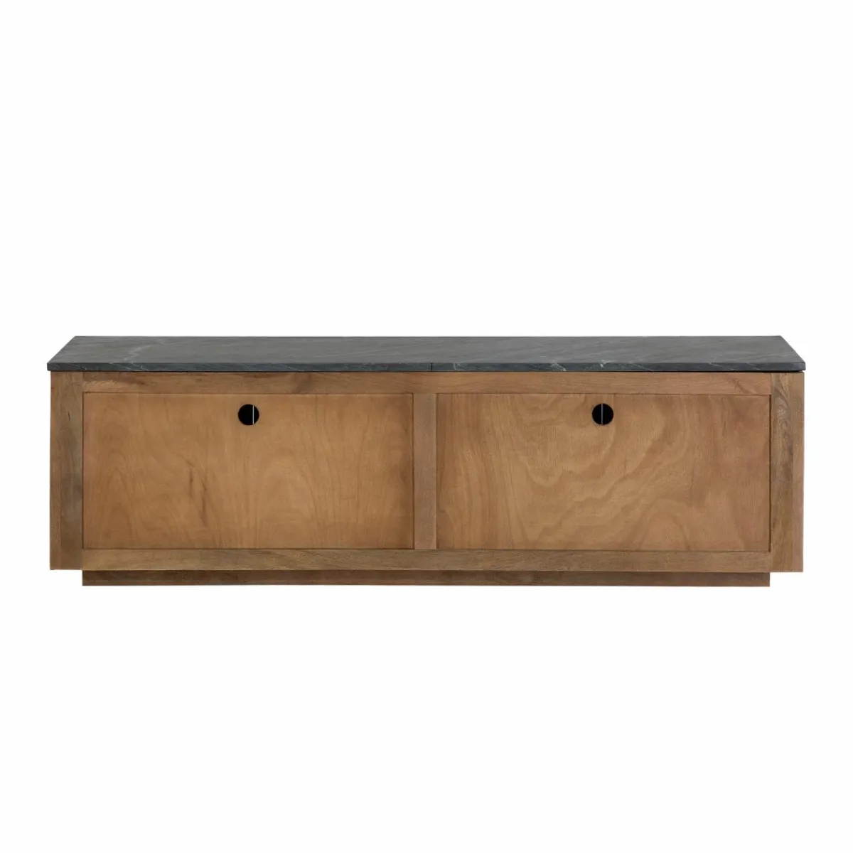 Made in Meubles Meuble TV en bois de manguier et marbre Betty