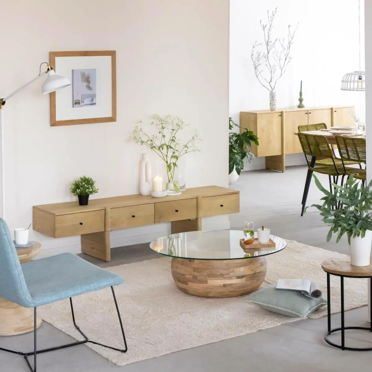 Made in Meubles Meuble TV en bois de manguier 4 tiroirs Amara