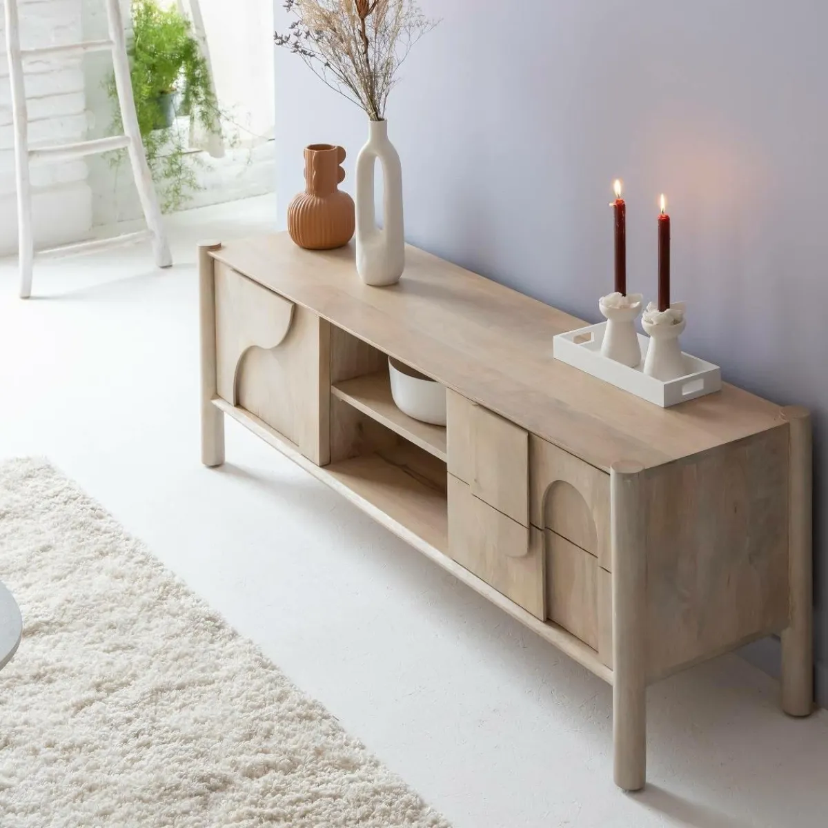 Made in Meubles Meuble TV en bois de manguier Tysia