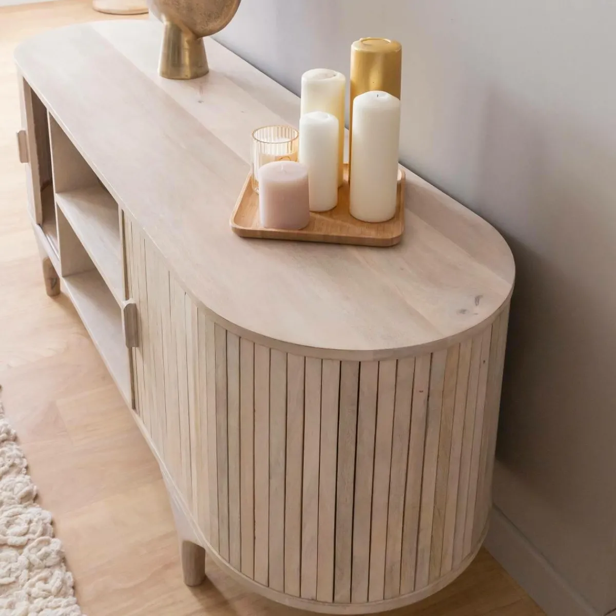 Made in Meubles Meuble tv en bois de manguier Macha