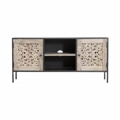Made in Meubles Meuble TV en bois de manguier blanchi Lila