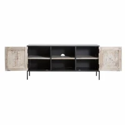 Made in Meubles Meuble TV en bois de manguier blanchi Lila