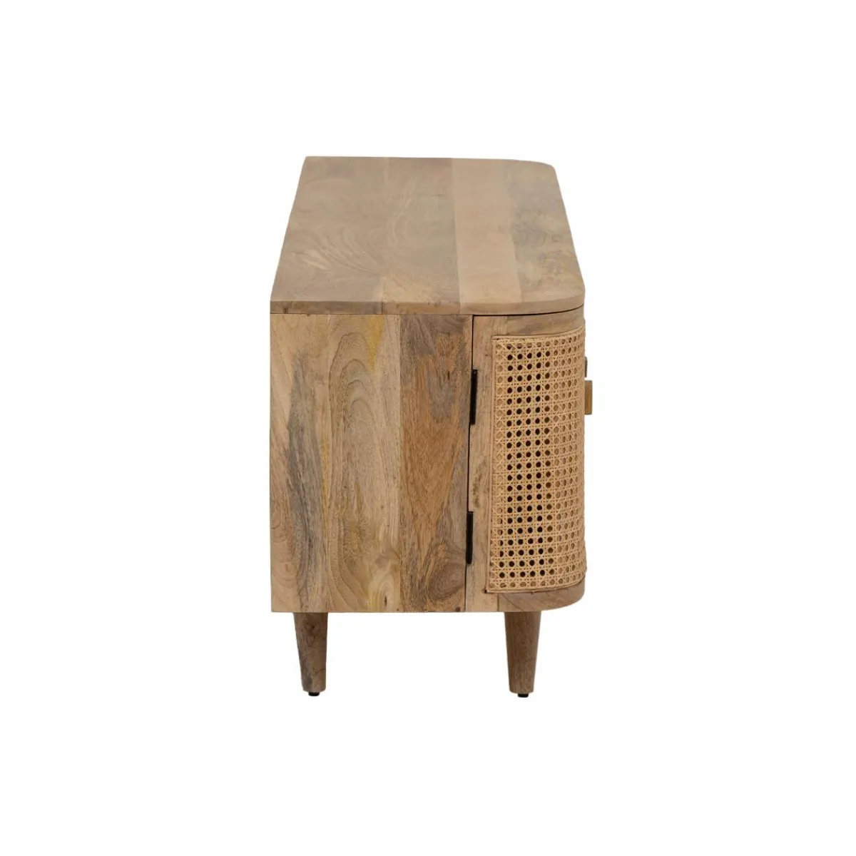 Made in Meubles Meuble TV en bois de manguier et cannage Palma