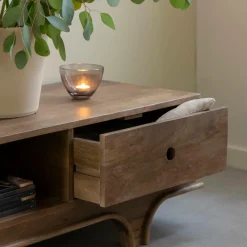 Made in Meubles Meuble TV en bois de manguier foncé Daelan