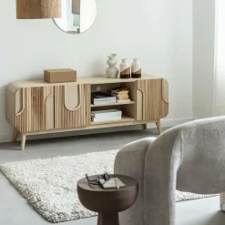 Made in Meubles Meuble TV en bois de paulownia Nilo