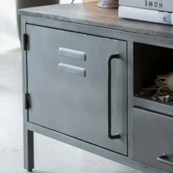 Made in Meubles Meuble tv en métal gris Gustavo