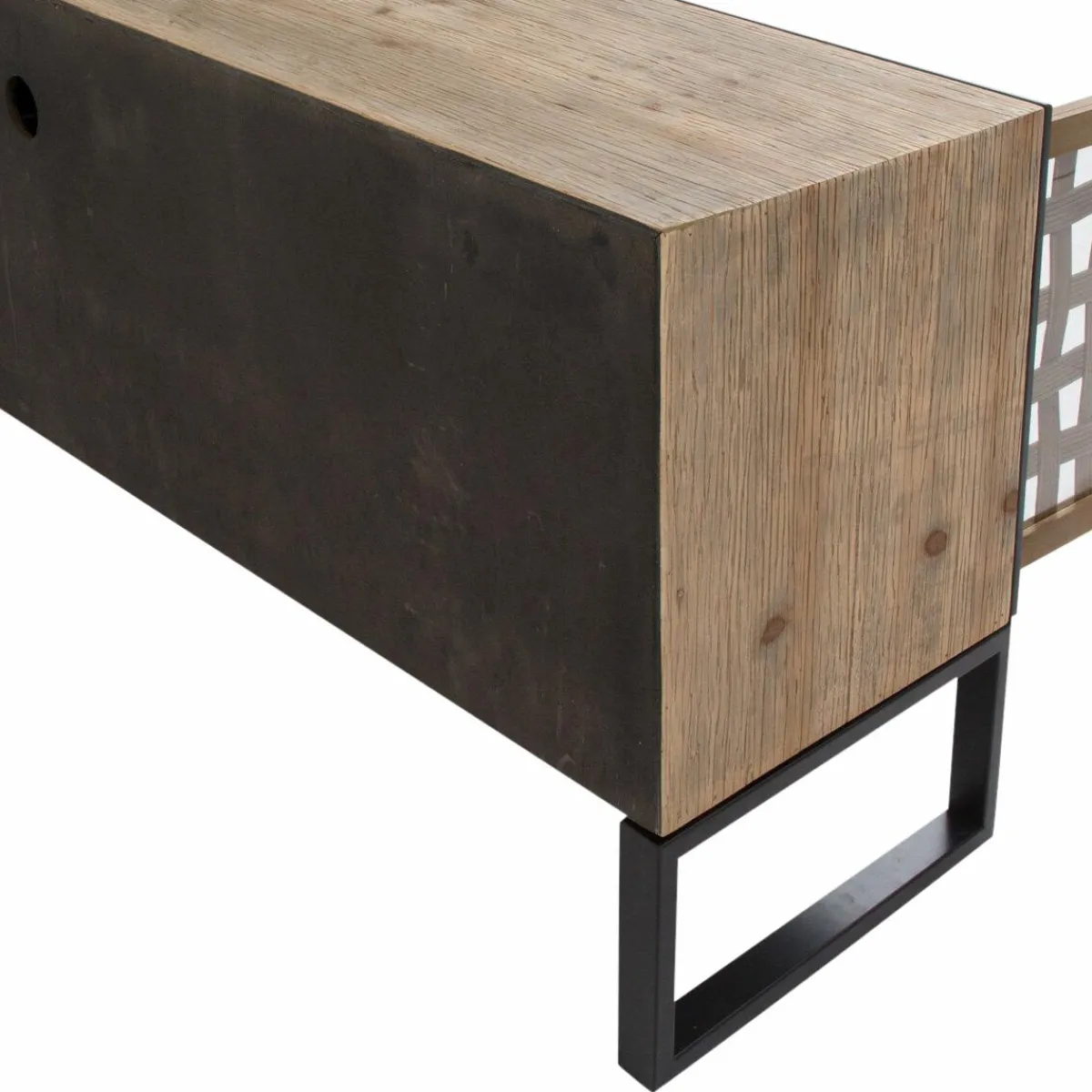 Made in Meubles Meuble TV en sapin et métal noir Elise