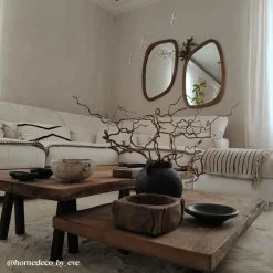 Made in Meubles Miroir abstrait en bois de manguier foncé Marley