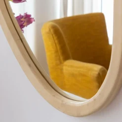 Made in Meubles Miroir abstrait en bois de manguier clair Marley