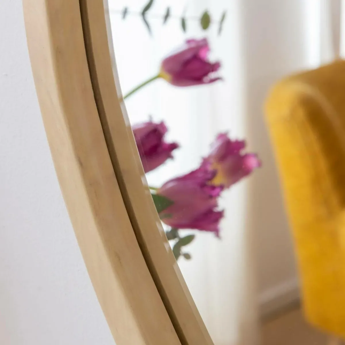 Made in Meubles Miroir abstrait en bois de manguier clair Marley
